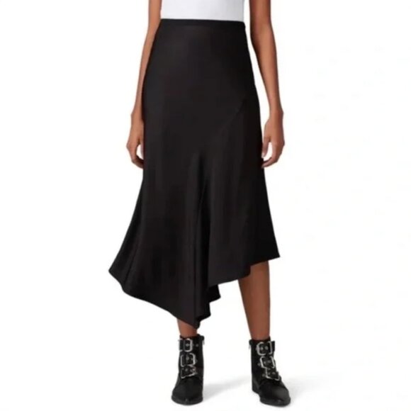 Anine Bing Bailey Asymmetrical Silk Skirt - Black - Picture 2 of 8
